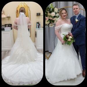ANNA SORRANO "SUZETTE" STRAPLESS WEDDING GOWN WITH CHANTILLY EYELASH HEM